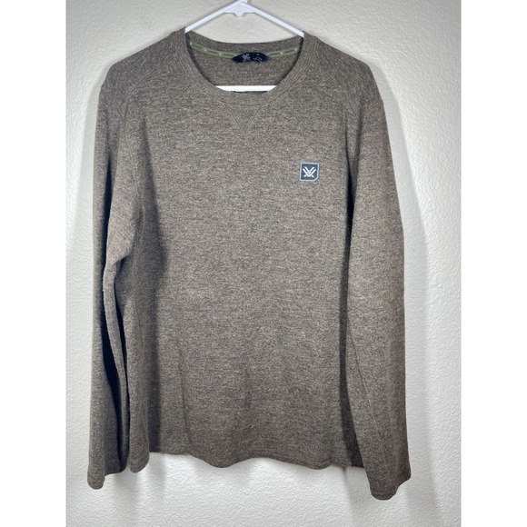 Vortex Brown Knit Shirt Sz Medium Thermal Long Sleeve Men's Comfort Layer - Picture 1 of 8